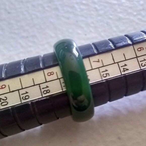 Green Banded Agate ~ Slim Stone Ring Band Size 7.5 ~ Friendship + Promise Rings - Picture 10 of 11